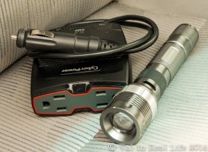 My Goal Zero flashlight lives in that car at all times and can be recharged via a USB cable I can plug into my power inverter... which also always stays in the car.